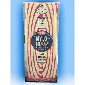 Hero Nylo-Hoop Circlur Knitting Needle All One Piece Length 29" Size 7 NEW NOS